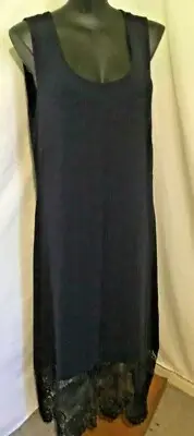 AUTOGRAPH NAVY BLUE CROCHET LACE BACK & HEMLINE STRETCH DRESS-SZ 20 NEW PRICE!