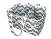 Hallo Baby Diaper Caddy and Nursery Storage Bin Car Organizer Gray/White 7x9x13”