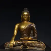 在飛比找Yahoo!奇摩拍賣優惠-舊藏純銅鎏金佛像 阿彌陀佛 純銅佛像 老銅像