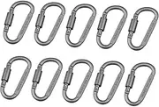 Sosoport 10pcs Hiking Carabiner Auto Holder Cord D Buckle Heavy Duty Carabiner Hooks for Hanging Cmping Carabiner Clips Carabiner with Lock Hammock Carabiner Climbing Clips Chain Outdoor