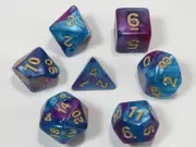 NEW Style ! RPG Dice Set of 7 - Meteorite Aqua-Blue / Purple
