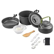 Nevenka Camping Cookware Mess Kit for Outdoor Hiking and Picnic-Black