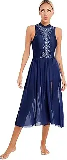 [Jugaoge] Women's Lyrical Dance Dress Sparkly Rhinestone Contemporary Modern Balllet Dance Leotard Costumes