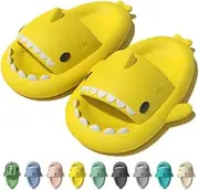 [Jfxgjuv] Shark Slides Kids, Shark Slippers Kids, Boys Girls Cloud Shark Slides Non-Slip Novelty Open Toe Sandals Thick Sole Beach Pool Shoes Shower Sandals, Yellow, 11 Little Kid
