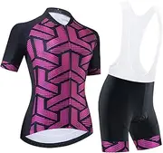 [GRTE] Womens Cycling Jersey and Bib Shorts Set,Ladies Cycling Clothing Set Short Sleeve Breathable Quick Dry