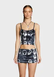 [O Mighty] Headphone Gorl Velvet Cami Top