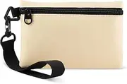 [AfitLulu] Wristlet Wallets, Canvas Coin Purse Pouch with Zipper and Detachable Wristband, Solid Color Change Purse