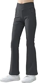 [KEOYA] Girl's Flared Leggings Cross High Waist Bootcut Pants Yoga Dance Bell Bottom with Pocket