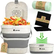 Collapsible Compost Bin Kitchen Counter Caddy - 1 Gallon Countertop Compost Bin