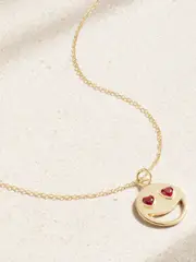 [Alison Lou] Alison Lou - Lover 14-karat Gold Laboratory-grown Ruby Necklace - One size One size Gold