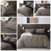 2Pcs 3Pcs Home Bedding Set Leaves Plain Quilt Doona Duvet Cover Super King Size