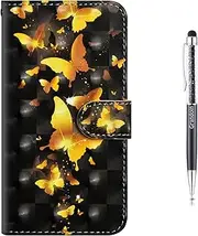 Grandoin iPhone 8 Case, iPhone 7 Case, Wallet Style Mobile Phone Case for Apple iPhone 8/7 4.7 Inch Mobile Phone Case PU Leather Flip Cover 3D Colourful Pattern Case Protective Case (Yellow Butterfly)