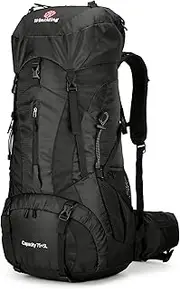 King'sGuard Hiking Backpack for Men and Women 70L+5L Waterproof Lightweight Camping Daypack with Rain Cover - Frameless