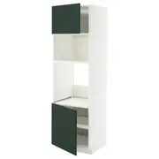 METOD hi cb f oven/micro w 2 drs/shelves, white/Havstorp deep green, 60x60x200 cm