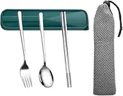 Portable Travel Flatware,Fork Spoon Chopsticks Set with Case for Camping - 304 Stainless Steel Dishwasher Safe Fork Spoon Chopsticks for Picnic, Gadgets, Lunch Box