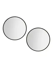 [Embellir] 2 Round Framed Wall Mirror 70cm in Black
