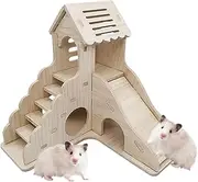 LeoLeozz Guinea Pigs Houses and Hideouts | Versatile Chinchilla House Guinea Pigs House,Hamster Cage Accessories Hamster Hut with Ladder and Slide for Small Animals