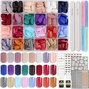EBANKU 24 Colors Press on Nails, 576 PCS Acrylic Short Square Fake Nails Matte Glossy Glitter Full Cover Nails Nail Glue Adhesive Tabs Nail Buffer Nail Stickers Nail Rhinestones