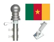 Cameroon 3'x5' Polyester Flag & Spinner Flagpole Set w/Adjustable Bracket