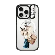 iPhone 16 Pro Impact Ring Stand Case MagSafe Compatible Girl and coffee