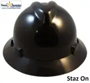 MSA V-Gard Full Brim Hard Hats with Staz-ON Suspensions - Black