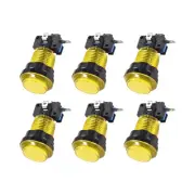 Game Round Push Buttons Yellow LED Light with Micro Switches 33.5mm/12V/6 Pcs