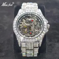 在飛比找Yahoo!奇摩拍賣優惠-全新鏤空機械手錶男士高端嘻哈鑽石自動手錶豪華 Ice Out