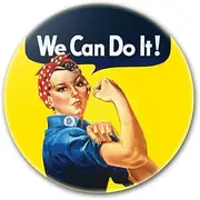 [Great North American Button Emporium] Rosie the Riveter - We Can Do It - One Large 2.25-inch Button/Pin - Made By Small Busines, Metal, no gemstone
