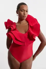 Plus Size Drama Frill Swimsuit