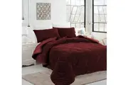 Ramesses Teddy Fleece Comforter Set Burgundy