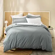 MyHouse Stonewash Quilt Cover Set Petrol 245X210cm - Denim - King