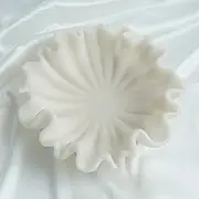 ARTRHYT 12" Large Decorative Bowl decor - milky white Scalloped Decorative Bowls for Home Decor - Organic Fluted Modern Home Decor,Ruffle Decor key bowl,bowl for keys,Artificial Stone milky white