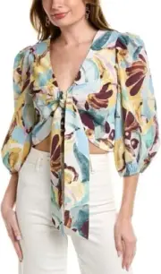 TED BAKER Bithana Blouse RRP £110 Size 2 UK 10 Tie Front Top