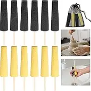 6 Pcs Pottery Sponge for Clay Pottery Sponges with 2-Density Sponge Stick for Pottery Clay Sponge with Black Mesh Bag Pottery Trimming Tools for Pottery Ceramic Clean Shaping Sculpting