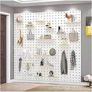Wooden Pegboard Wall Organizer for Garage and Office Storage White 60x80cm