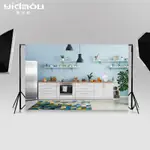 美食直播背景布主播背景布3D高清直播間廚房背景布食品拍攝背景布