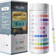 Aquarium Test Strips 9-in-1, 120 Strips Aquarium Water Testing Kit, Quick & Accurate Water Testing for Freshwater & Saltwater Tanks, Testing Fe Cu No3 No2 Cl2 GH TA KH PH