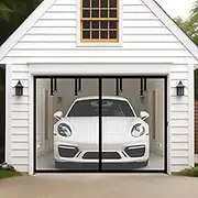 AURELIO TECH Magnetic Garage Door Screen for 1 Car 9x7 ft Single Garage Door Mesh Screen Curtain Cover Kit with Hook and Loop, Keep Bugs Out