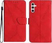 Compatible with Samsung Galaxy A34 5G Case,Compatible with Samsung Galaxy A34 5G Kickstand Flip Card Slot Magnetic Closure Phone Cover Red