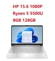 New HP 15z-ef2000 Laptop 15.6" 1080P AMD Ryzen 5 5500U 8GB 128GB SSD Silver