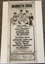 Brooklyn Rock The Byrds Iron Butterfly Poster 11 x 17 (2)