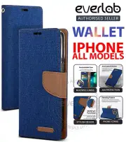 For iPhone 14 13 12 11 Pro Max XS XR 7 8 Plus Card Wallet Denim Cover Flip Case