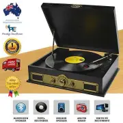 Vintage Record Player Vinyl Turntable USB AM FM Radio Wireless Bluetooth Speaker