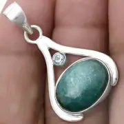 Paraiba Amazonite & Sky Blue Topaz 925 Sterling Silver Pendant Jewelry P-1057
