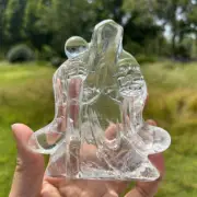 0.4kg Natural Clear Quartz Carved Death Skull Crystal Reiki Skull Halloween gift