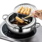 Deep Fryer Pot - Japanese Tempura Small Stainless Steel Deep Frying Pot With ...