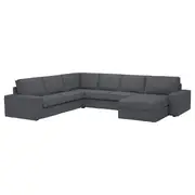 KIVIK corner sofa, 5-seat w chaise longue, Gunnared medium grey
