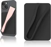 Rookii Lipstick Holder Phone Case,Silicone Holder with Lipgloss for Phone Case, Adhesive Lip Gloss Balm Phone for iPhone and Android (Black)