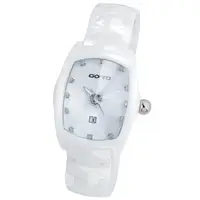 在飛比找momo購物網優惠-【GOTO】簡約晶鑽陶瓷腕錶(白x銀色指針)