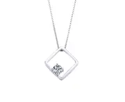 ORO BELLE Sterling Silver Crystals from SWAROVSKI Geometric Solitaire Necklace